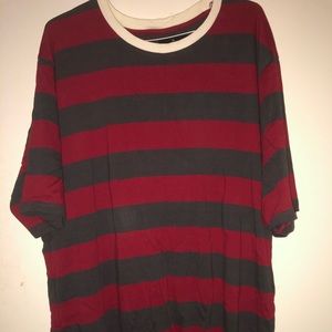 Wine/Grey Stussy Stripe Tee NWT